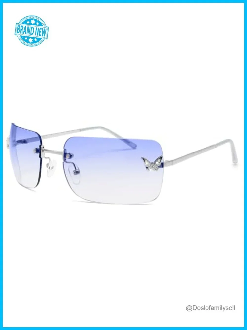 Y2K Rimless Sunglasses with Spring Hinge UV400 Protection Party Festival